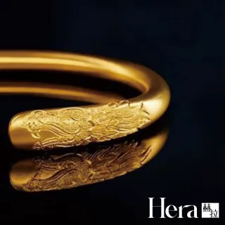 【HERA 赫拉】龍躍鳳鳴古法沙金手鐲 H115083106(沙金 點鑽 麥穗葉 花卉 手環)