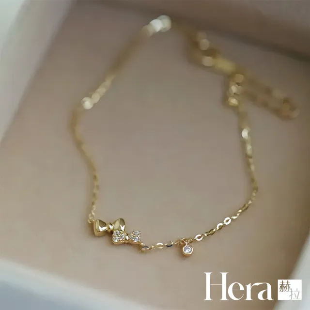 【HERA 赫拉】S925鍍14K微鑲鑽俏皮蝴蝶結手鍊 H115083104(S925 鍍14K 微鑲鑽 蝴蝶結 手鍊)