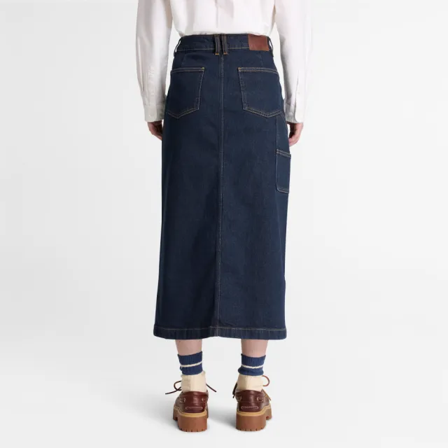 【Timberland】女款藍色天絲™牛仔長裙(0YH5AH87)