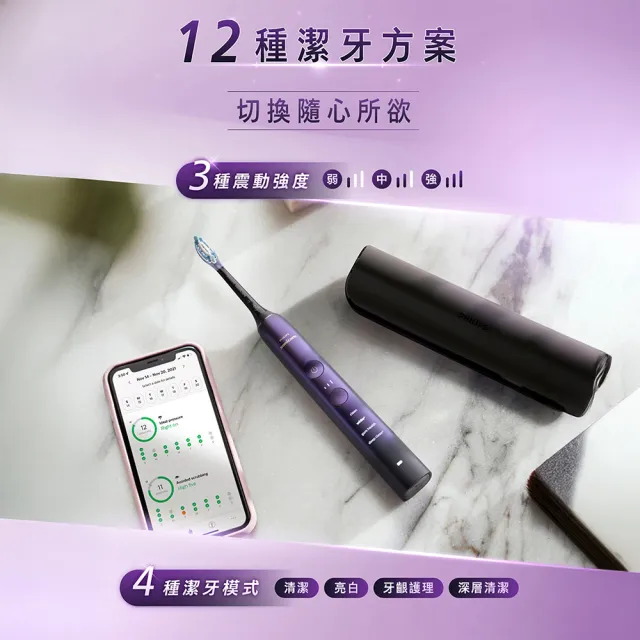【Philips 飛利浦】HX9911亮白隨行智能鑽石音波電動牙刷 (買1送4入刷頭HX9044/86)
