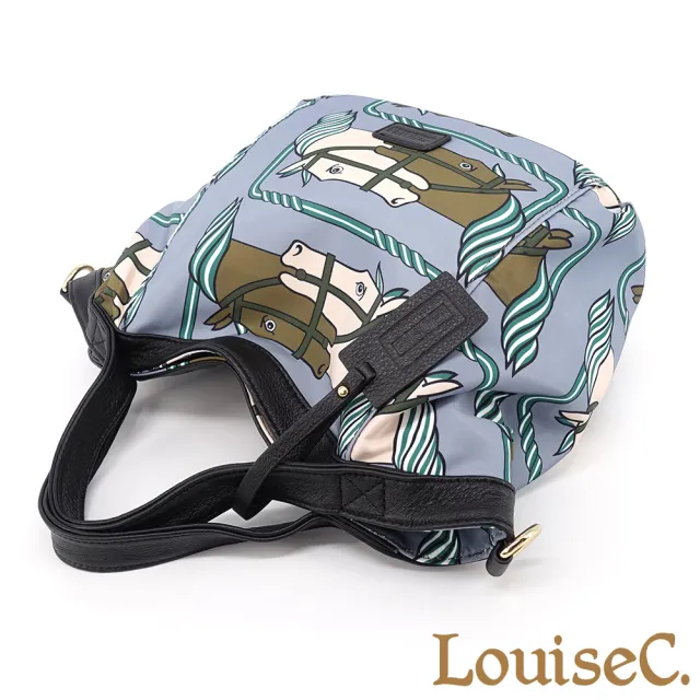 【LouiseC.】雙11 Tree House 牛皮 輕盈尼龍 印花中型 手提斜背防水包 4色 YS98233