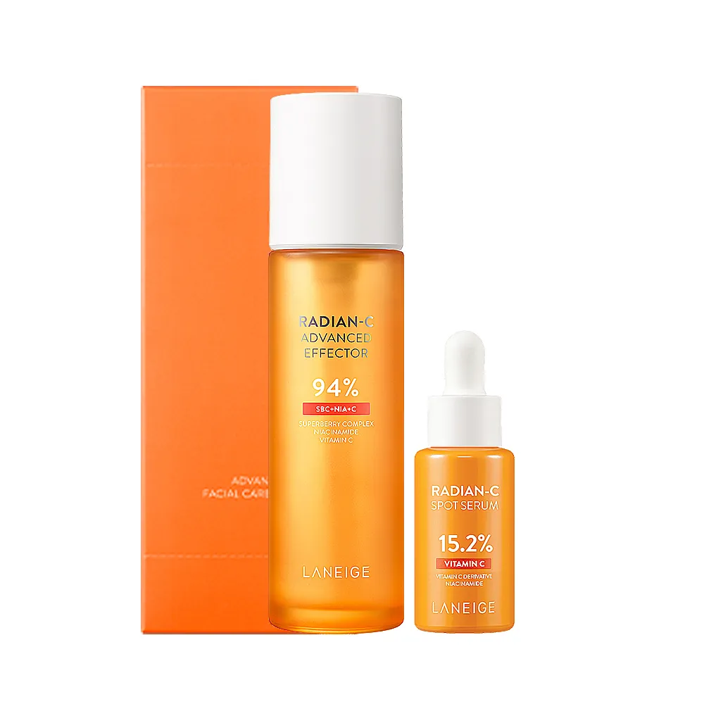 【LANEIGE 蘭芝】官方直營 維他命C密集亮白組(精露+安瓶)(發光水 化妝水 去角質 美白 送禮首選)