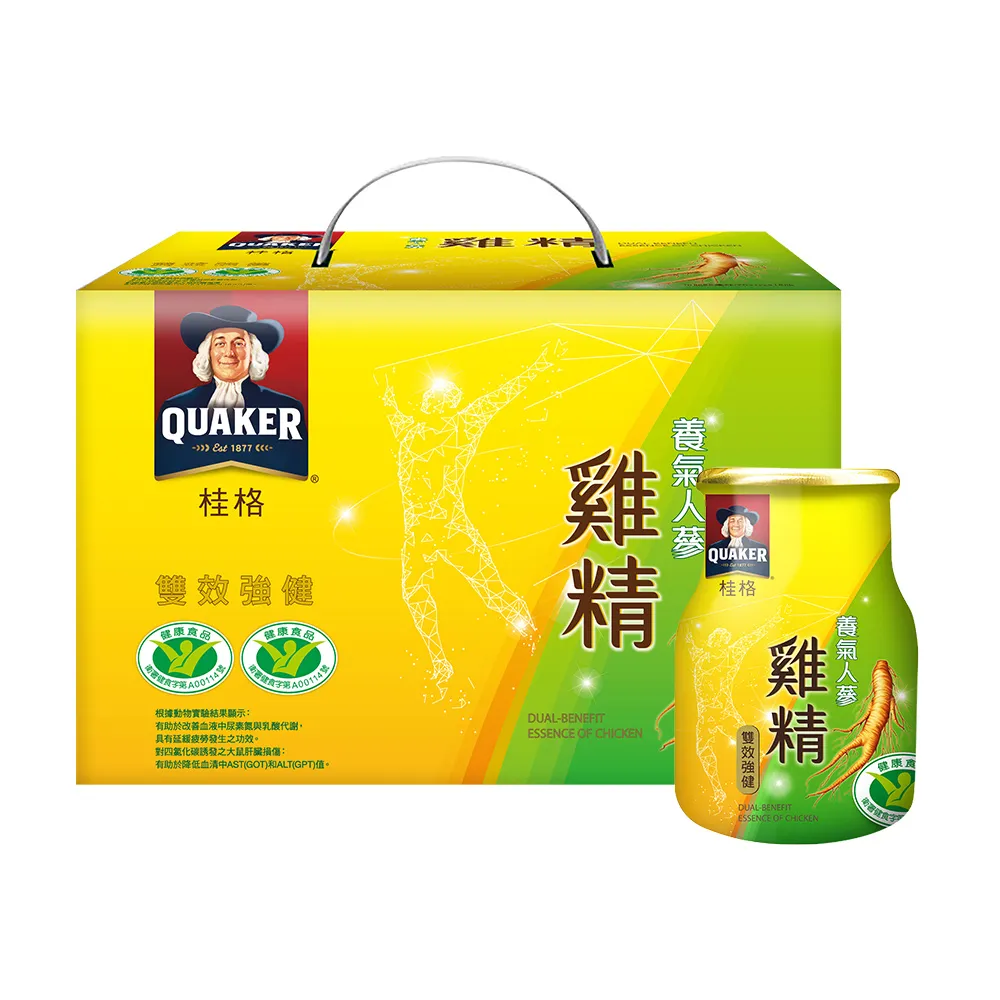 【QUAKER 桂格】養氣人蔘雞精禮盒68ml×18入×1盒(共18入 送禮推薦)