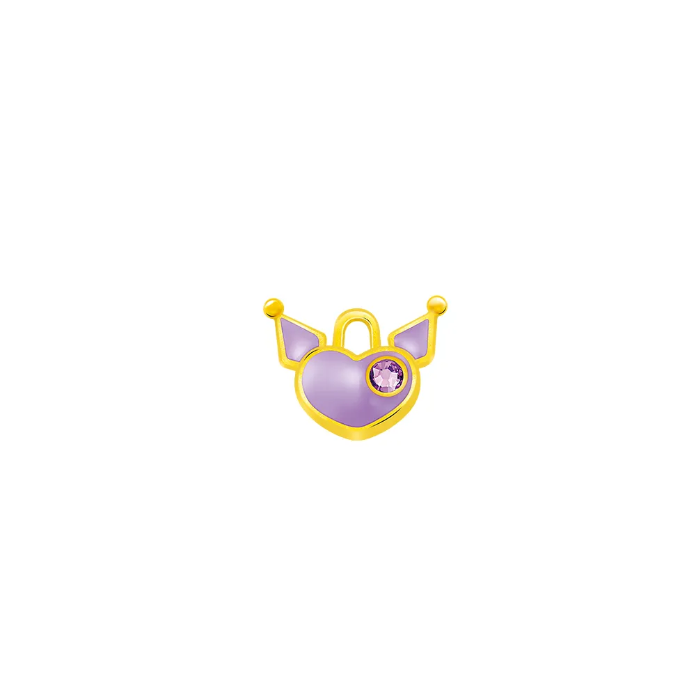 【Just Gold 鎮金店】三麗鷗 酷洛米 Kuromi 復古野餐趣-手提包 黃金單耳耳環