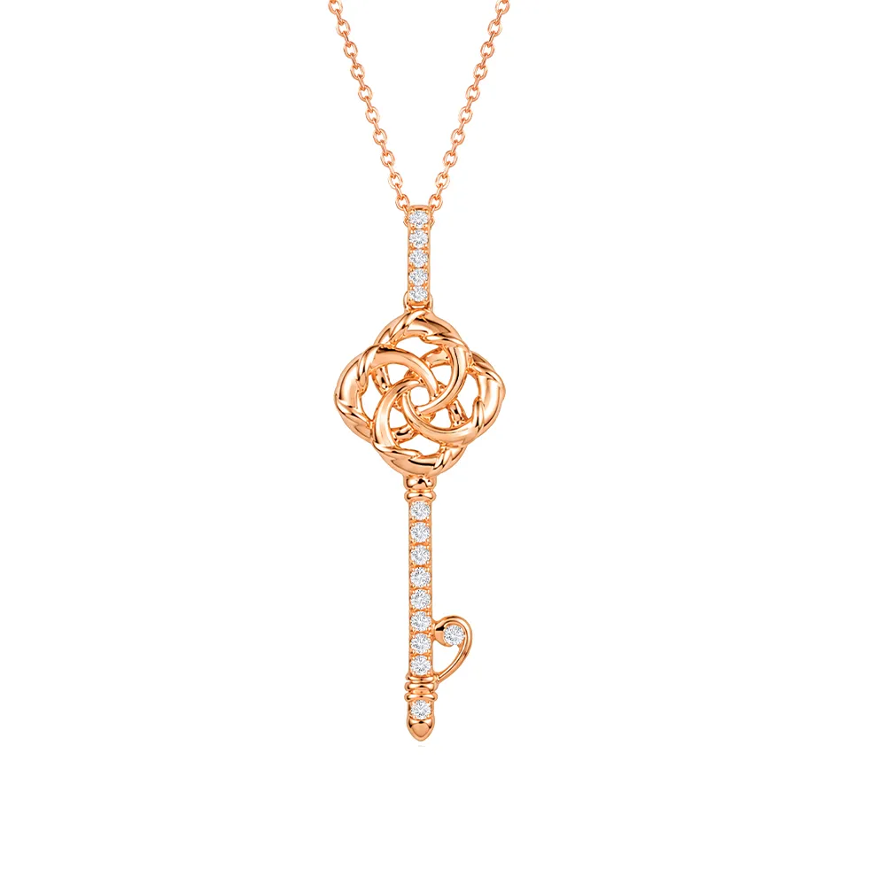 【Just Diamond】鎮金店 18K玫瑰金 光之鑰-花漾 鑽石吊墜(不含鍊)