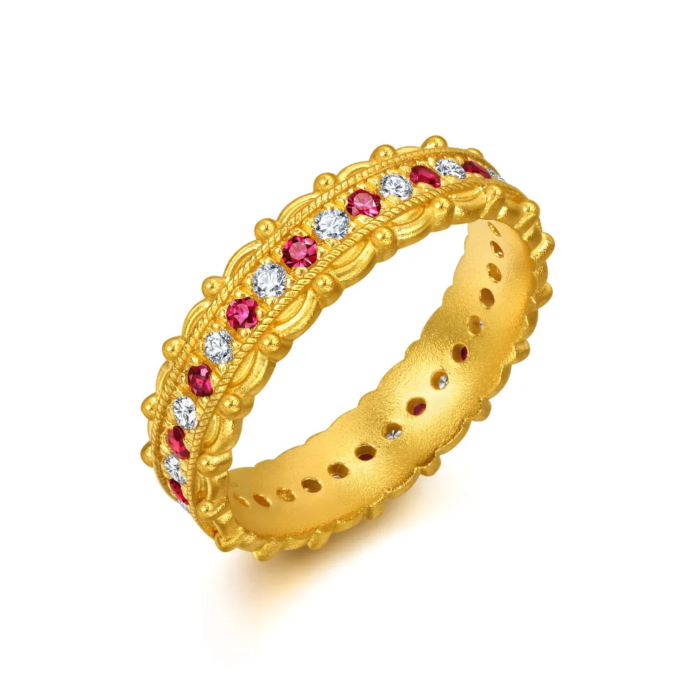 【點睛品】復刻愛戀 紅寶石 鑽石黃金戒指(大)