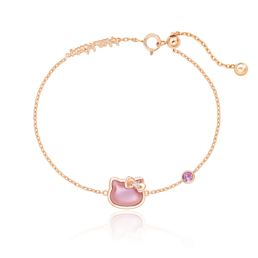 【Just Diamond】鎮金店 18K玫瑰金 三麗鷗 甜粉萌魅-Kitty 鑽石手鍊