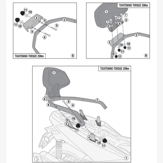 【GIVI】TB2167A 後靠背組 (X-MAX300 2023~26年專用)