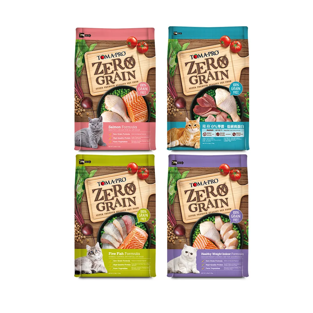 【TOMA-PRO 優格】零穀系列貓飼料-0%零穀2.5磅-5種魚/室內貓/鮭魚/熟齡貓 四款任選(全齡貓 成貓 老貓 幼貓)