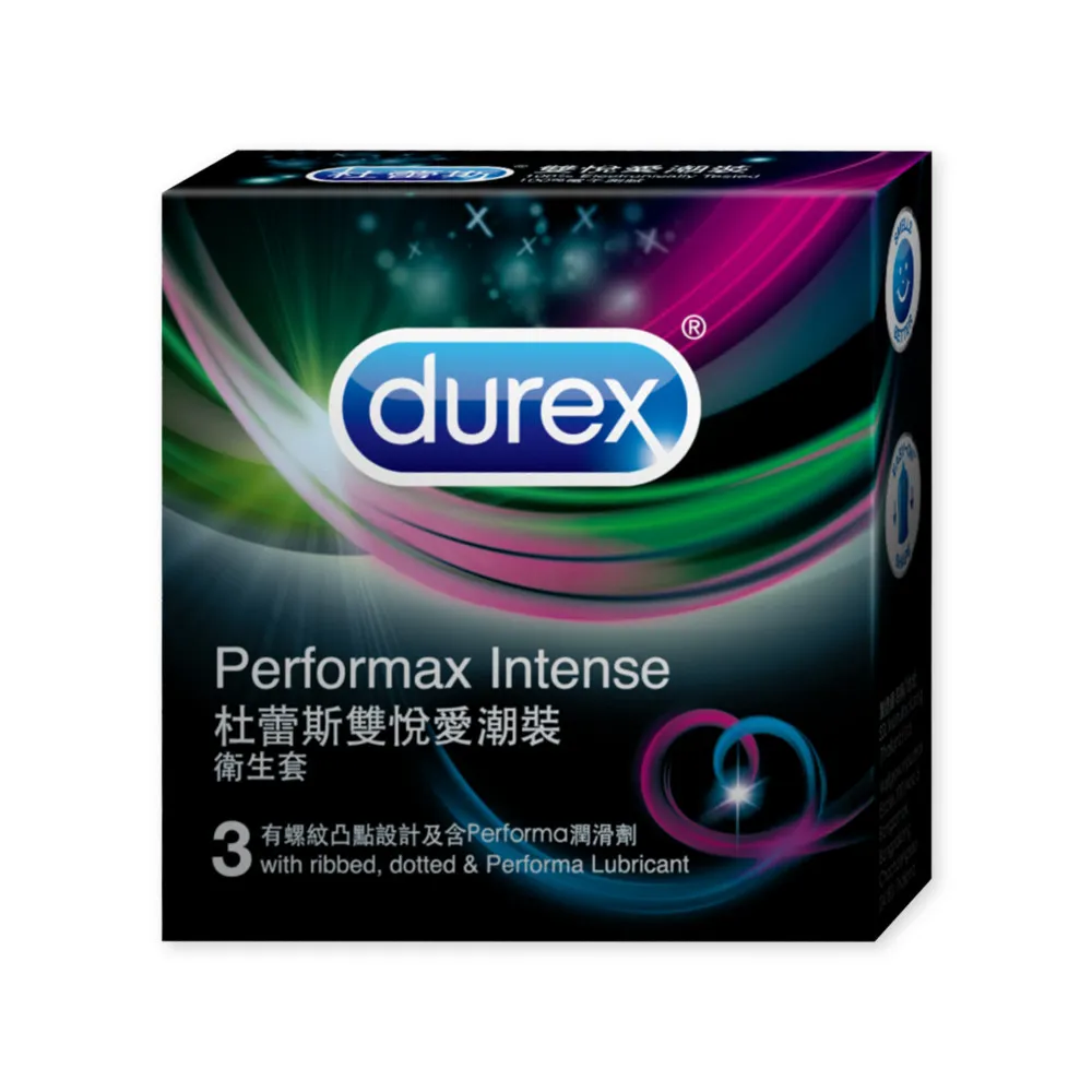 【Durex 杜蕾斯】雙悅愛潮裝保險套3入/盒(凸點/螺紋/避孕套/衛生套/持久溫存系列)
