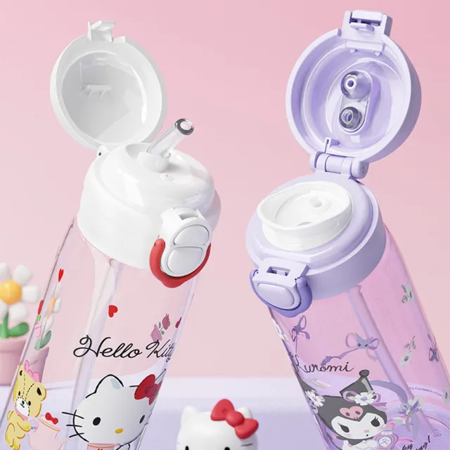 【SANRIO 三麗鷗】三麗鷗家族Tritan直飲吸管雙飲太空杯水壺500ml不含雙酚A(酷洛米/大耳狗/美樂蒂/凱蒂貓)