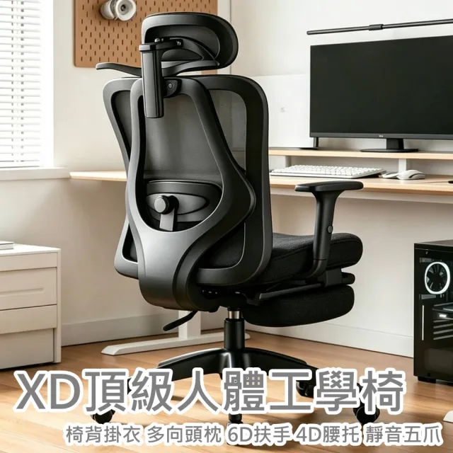 【HTGC】XD頂級人體工學椅 椅背掛衣 多向頭枕 4D腰托 6D扶手(電腦椅 辦公椅 會議椅 工作椅 人體工學椅)