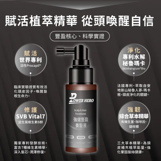 【PowerHero 勁漢英雄】養髮液60mlx2入組(強健豐盈)