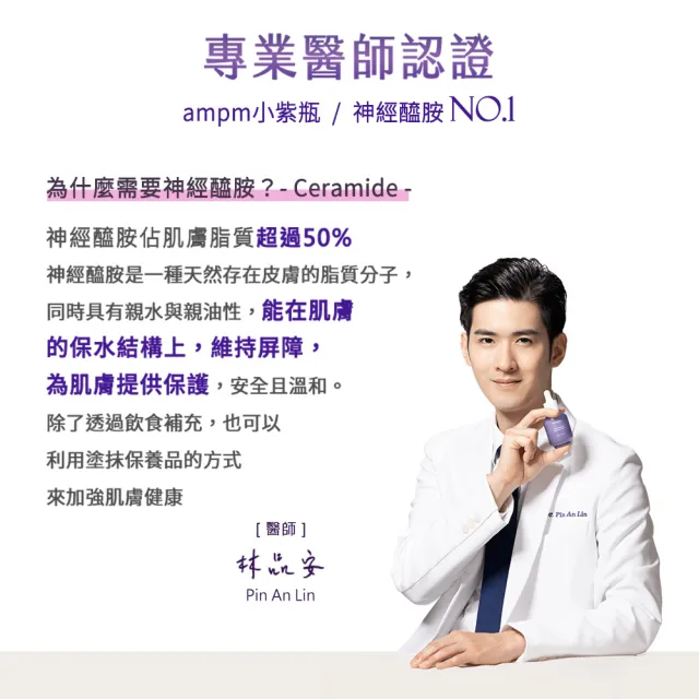 【ampm 牛爾】修復粉刺組★10%神經醯胺修護精華30ml+5% 內葡酸B3毛孔緊緻精華30ml(保濕/收孔)