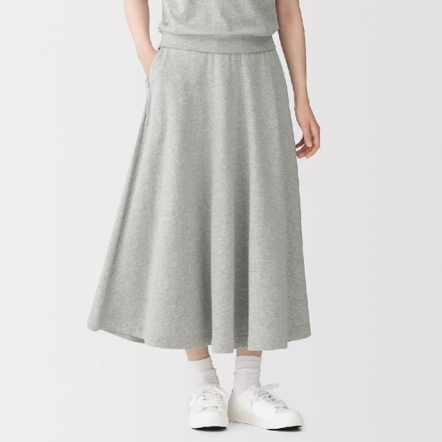 【MUJI 無印良品】女輕量裏毛喇叭裙(灰色/黑色/深藍)