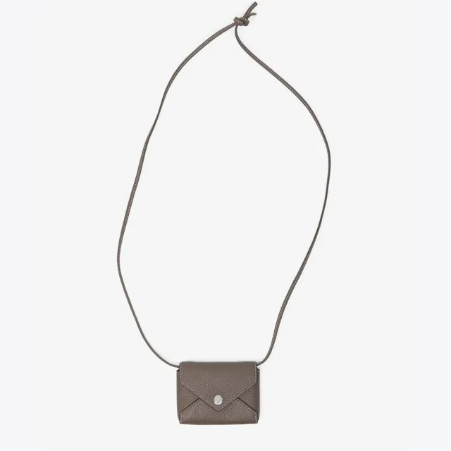 【TORY BURCH】專櫃經典款 Lanyard 防刮皮革釦式信封卡夾/零錢包(背帶可拆)