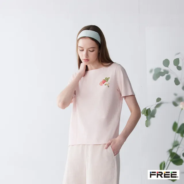 【FREE】有機草木染果感印花小船領上衣
