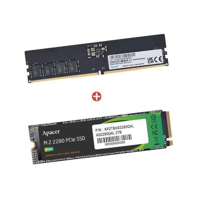 SSD+RAM組合★【Apacer宇瞻】DDR5 5600 16GB 桌上型記憶體+1TB SSD固態硬碟(讀3600MB/s 寫3000MB/s)