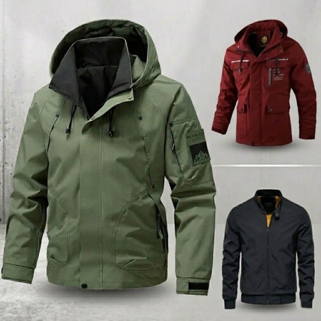 【巴黎精品】多款防風外套戶外機能衝鋒衣登山連帽外套發熱防水大尺碼休閒男裝(抗污長袖上衣n1lc53)