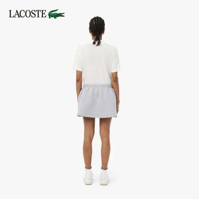【LACOSTE】女款-顯瘦小心機抽繩休閒短裙(灰色)