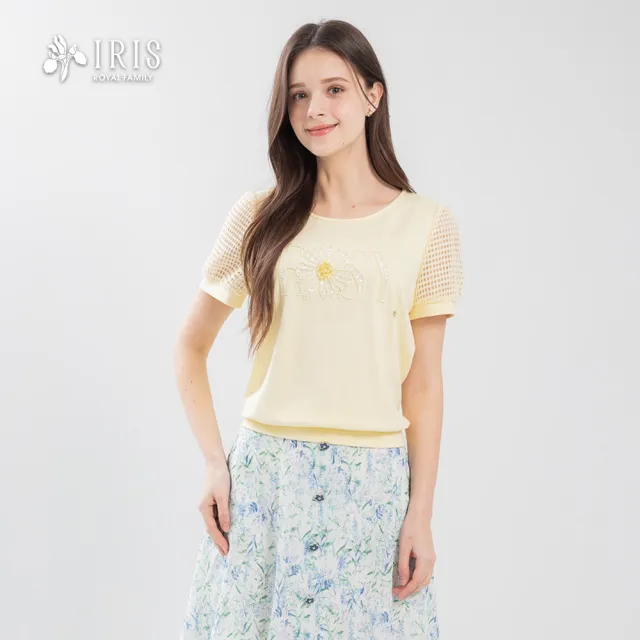 【IRIS 艾莉詩】柔花亮片刺繡棉上衣-3色(62927)