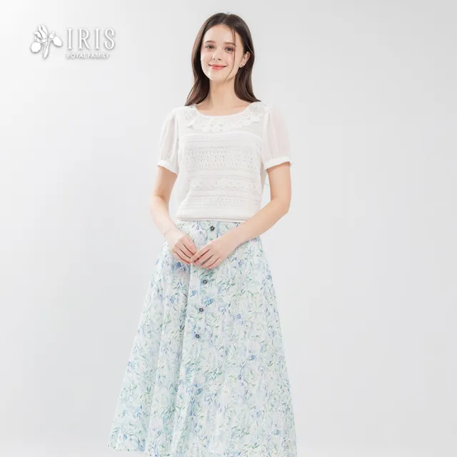 【IRIS 艾莉詩】清雅蕾絲荷葉領上衣-2色(62929)