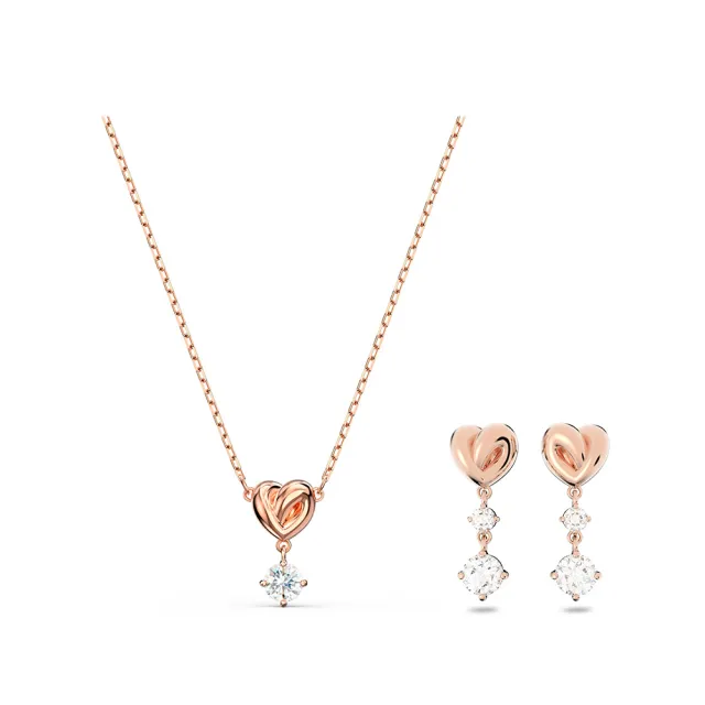 【SWAROVSKI 施華洛世奇】官方直營 momo獨家 心心相印 愛心手鍊/耳環/項鍊1+1組 (七夕禮物/情人節)