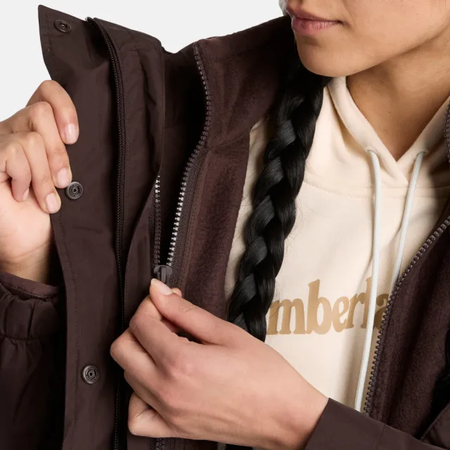 【Timberland】女款深棕色三合一防水外套(0YH5NC35)