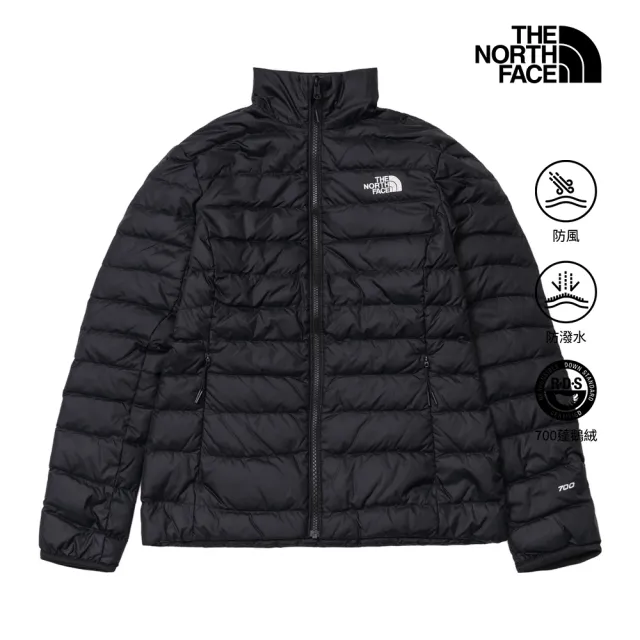 【The North Face】北面女款黑色DWR防潑水可打包羽絨外套｜8KGRJK3