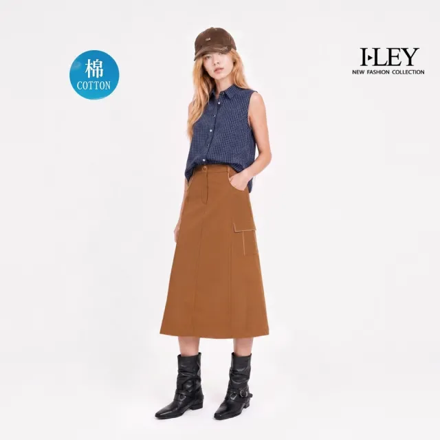 【ILEY 伊蕾】小格紋棉質襯衫領背心(深藍；M-XL；1263693003)