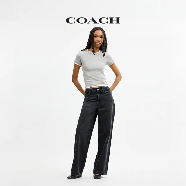 【COACH】蔻馳官方直營 寬版丹寧牛仔褲-黑色(CFJ33)