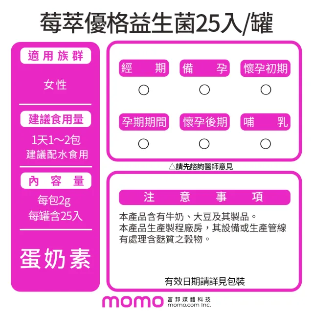 【馬修嚴選】莓萃優格益生菌25包x1罐(專為女性設計)