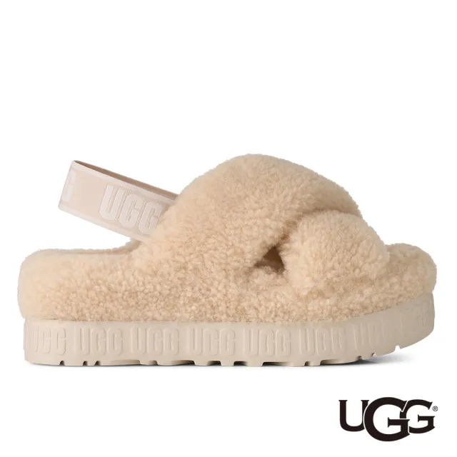 【UGG】涼鞋 女鞋 交叉毛絨序帶涼鞋 Oh Fluffita Cross Strap 自然白 UG1191135NAT