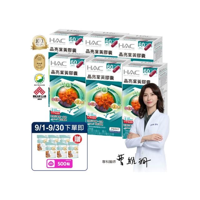【永信藥品】晶亮葉黃膠囊6瓶組(中秋送禮/共720粒 /玻尿酸鈉 /百位醫師推薦 /世界品質金獎 /游離型)