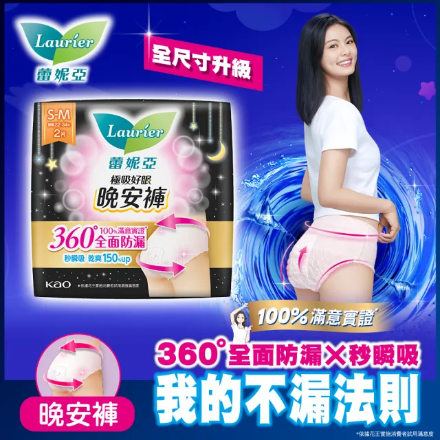 【Laurier 蕾妮亞】極吸好眠晚安褲/貼貼褲 褲型衛生棉小資超值組6包x2片入 任選2組(S-M/M-L/XL)(共24片)