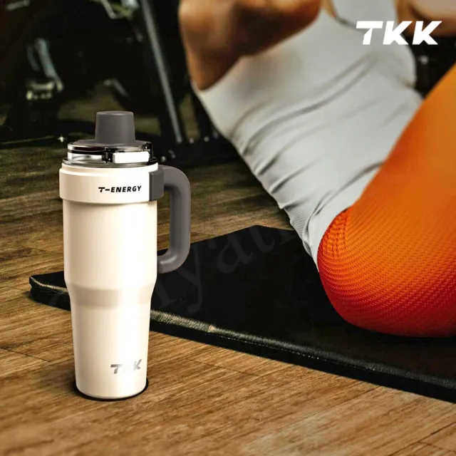 【TKK】T-One 彈蓋冰壩杯 316不鏽鋼x陶瓷噴塗 直飲+吸管 保冰保溫 運動隨身杯 800ML-任選(握把式)