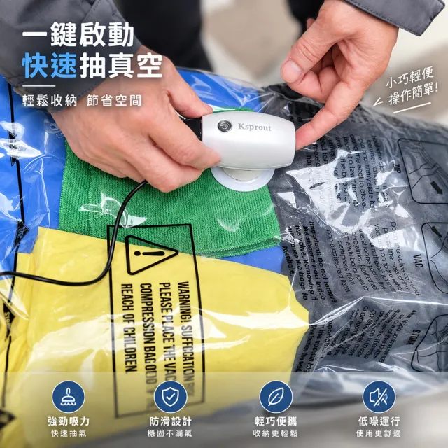 【3Well】2in1充抽氣真空機旅行居家收納大套組(含4棉被袋4大4中真空壓縮袋 需插電使用)