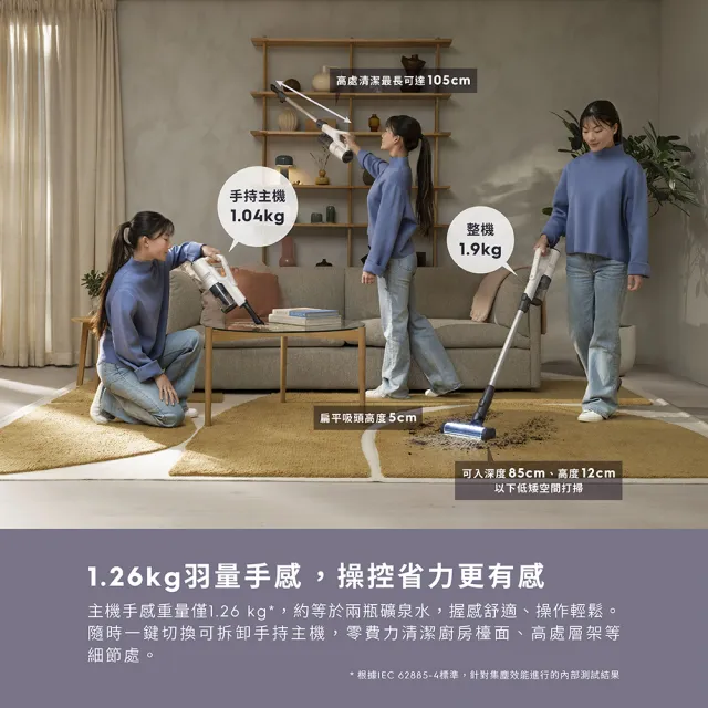 【Electrolux 伊萊克斯】500系列 輕量無線吸塵器 (EFP52213SW 澄空白)