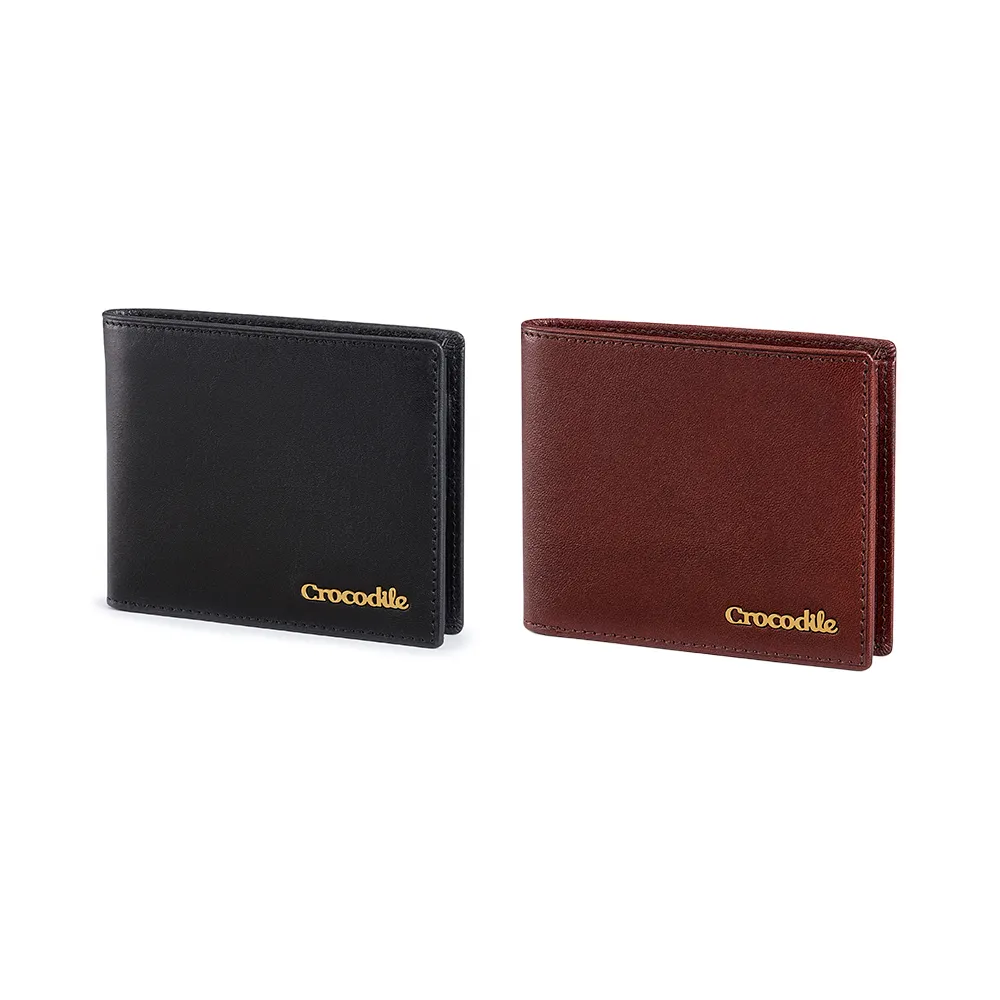 【Crocodile】中性短夾 男皮夾 真皮錢包 4卡拉鍊 Naturale 5系列-0103-11008-黑咖兩色-鱷魚