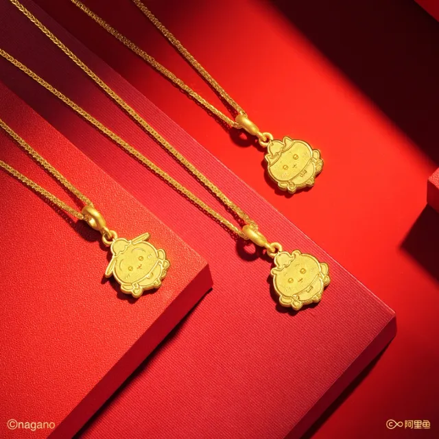 【周大福】chiikawa聯名 吉伊卡哇 小八貓 兔兔 黃金吊墜(9月新品/多款可選/不含鍊)