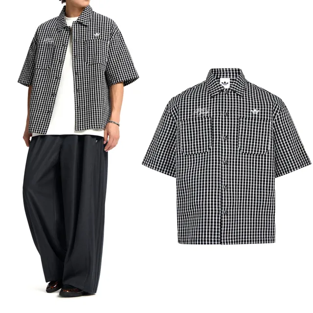 【adidas 愛迪達】OG SHIRT 男款 黑色 舒適 休閒 三葉草 襯衫 短袖 LD3862