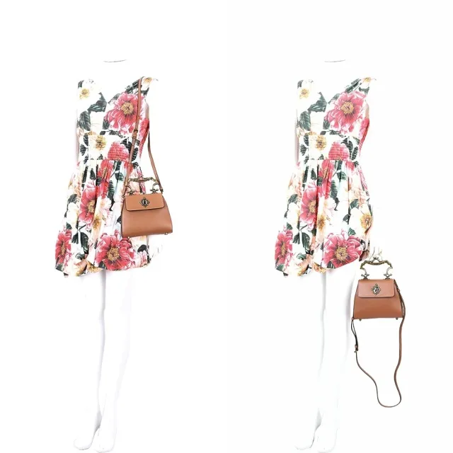 【MOSCHINO】復古雕花金屬轉扣牛皮翻蓋肩背包(棕色 翻蓋包 梯形包 側背)