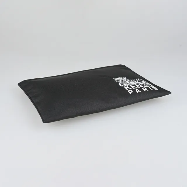 【KENZO】KENZO精品聚酯纖維Varsity刺繡腕帶手拿包(大/黑)