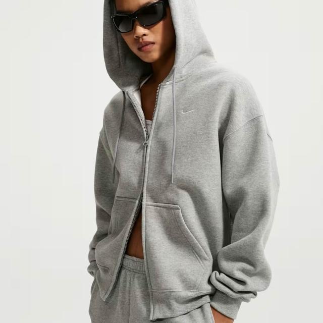 【NIKE 耐吉】AS W NK STDO FLC MW OS FZ HDY 灰色 連帽拉鍊外套 長袖 女款 休閒外套 IM8085-063