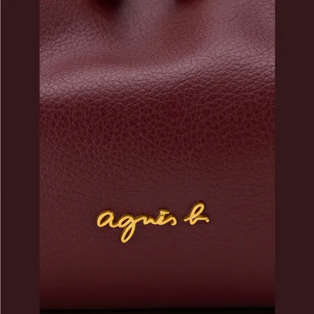 【agnes b.】Voyage 牛二層皮革 兩用肩背包 紅棕色