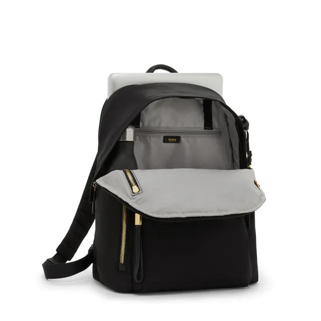 【TUMI】Voyageur Halsey 都會休閒後背包 - 黑金色(TUMI 官方旗艦店)