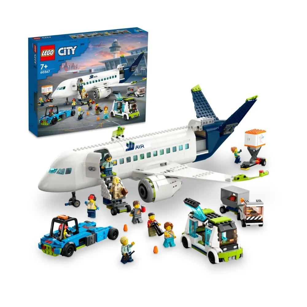 【LEGO 樂高】城市系列 60367 客機(兒童玩具 飛機模型 益智積木 機場角色扮演 互動游戲 STEM 禮物 7歲以上)