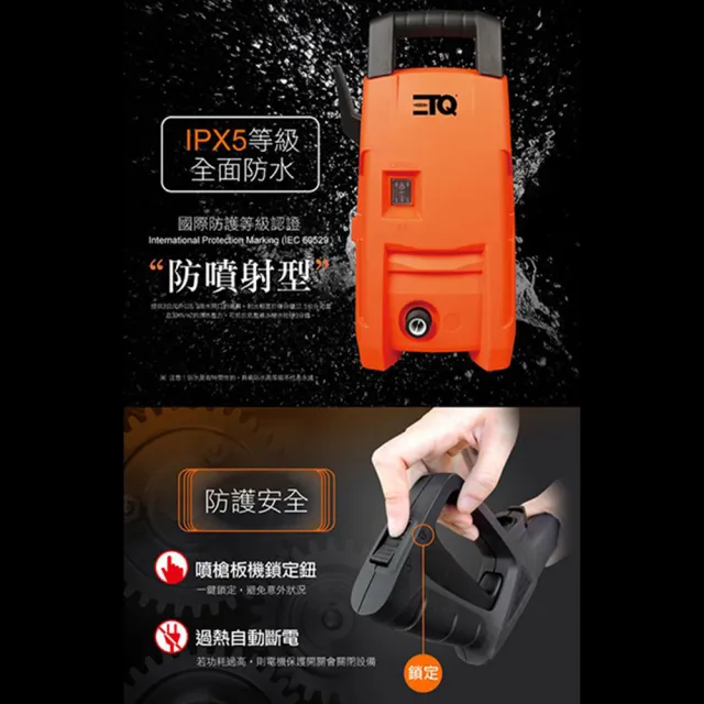 【ETQ USA】1600W 高壓清洗機-洗車組