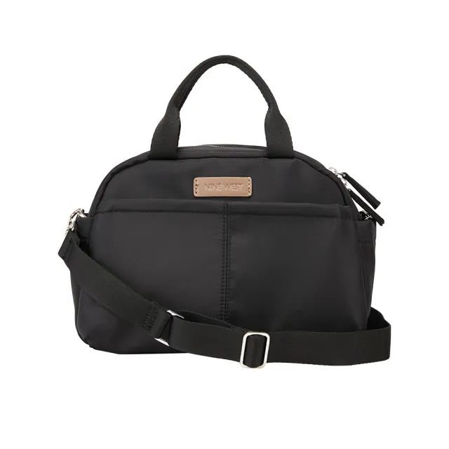 【NINE WEST】休閒高密度尼龍側背包 通勤包 手提包 醫生包 NW82921(黑色)
