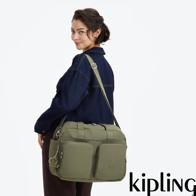 【KIPLING】鼠尾草綠多袋收納手提斜背兩用包-DEFEA XL 女包